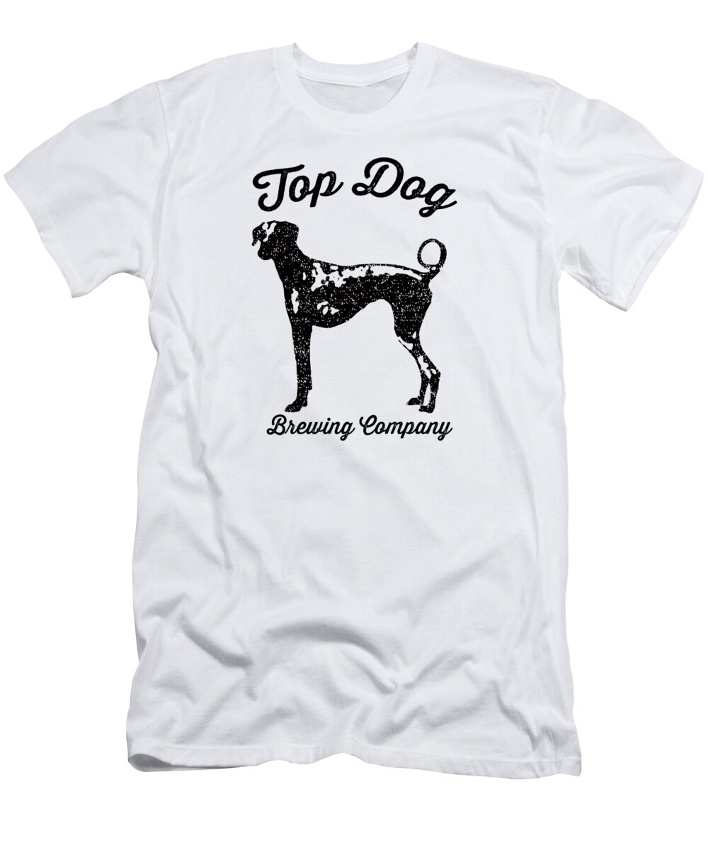 Dog T-Shirt featuring the drawing Top Dog Brewing Company Tee by Edward Fielding