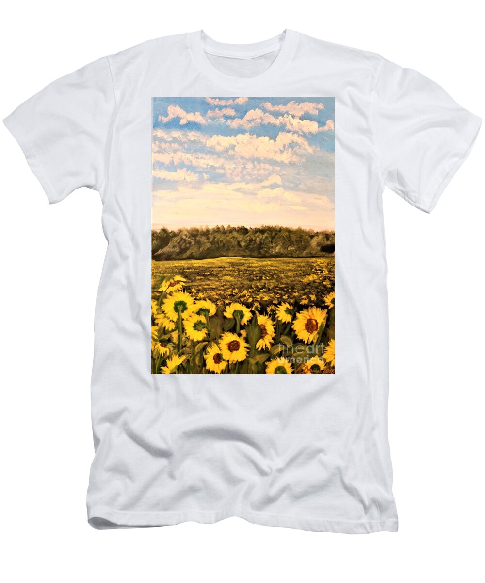 Prints T-Shirt featuring the painting Tossed in the Breeze by Barbara Donovan