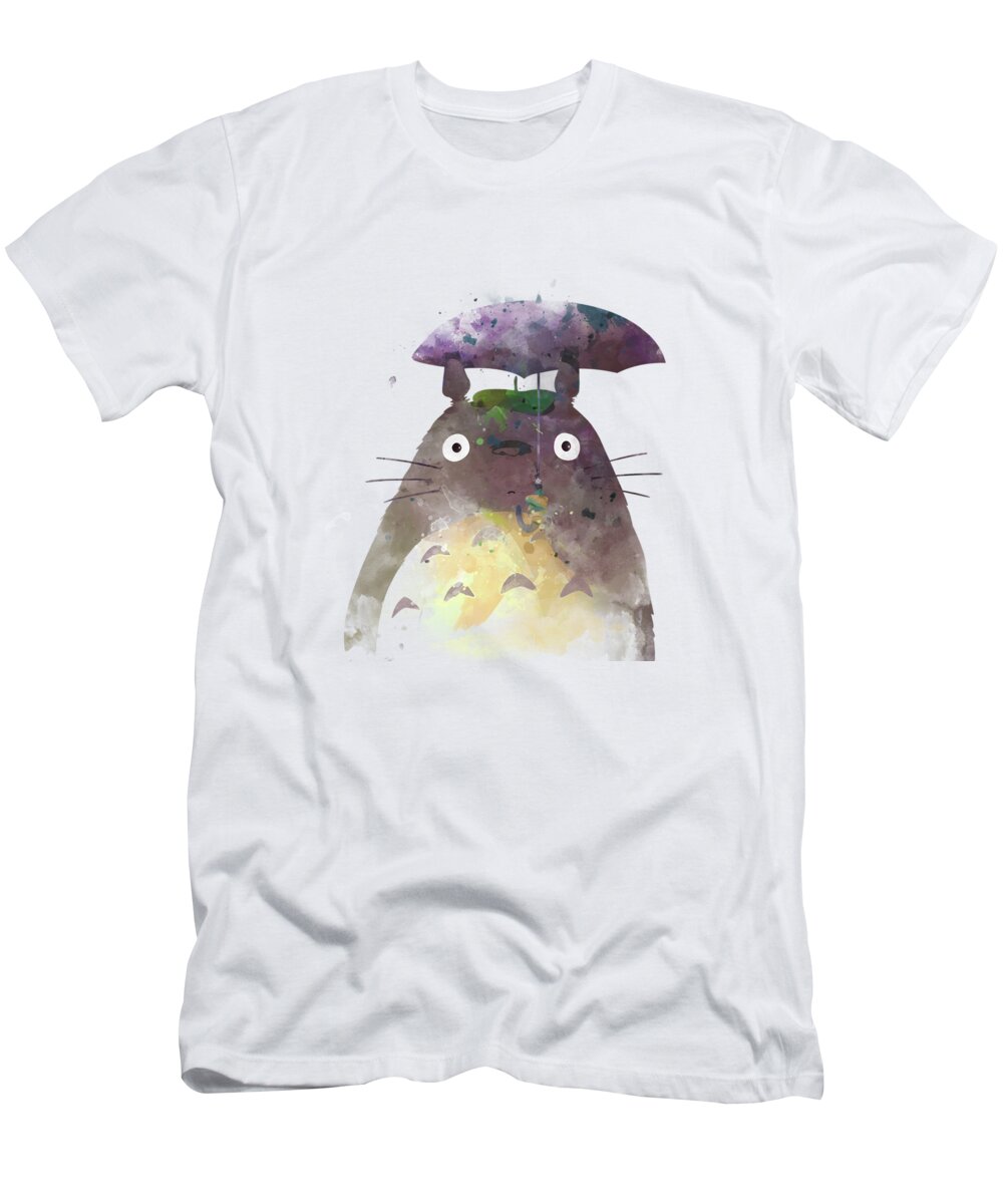 Totoro T-Shirt featuring the mixed media Totoro My Neighbour by Monn Print