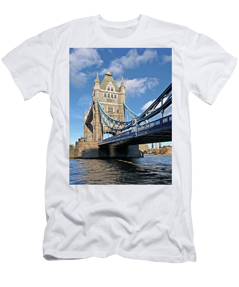 London T-Shirt featuring the photograph Tower Bridge London Vertical by Gill Billington