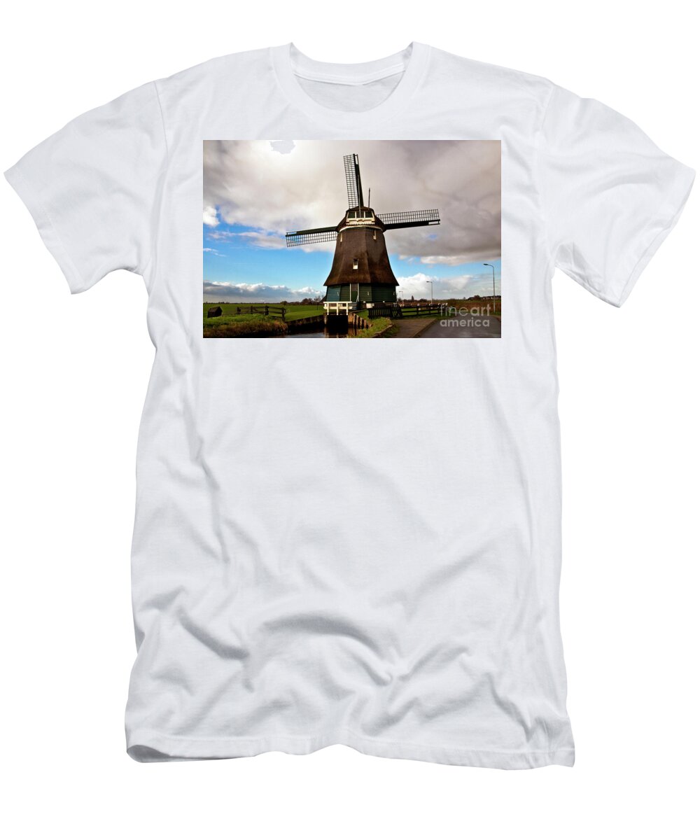 Traditional Dutch Windmill T-Shirt featuring the photograph Traditional Dutch Windmill near Volendam by Silva Wischeropp