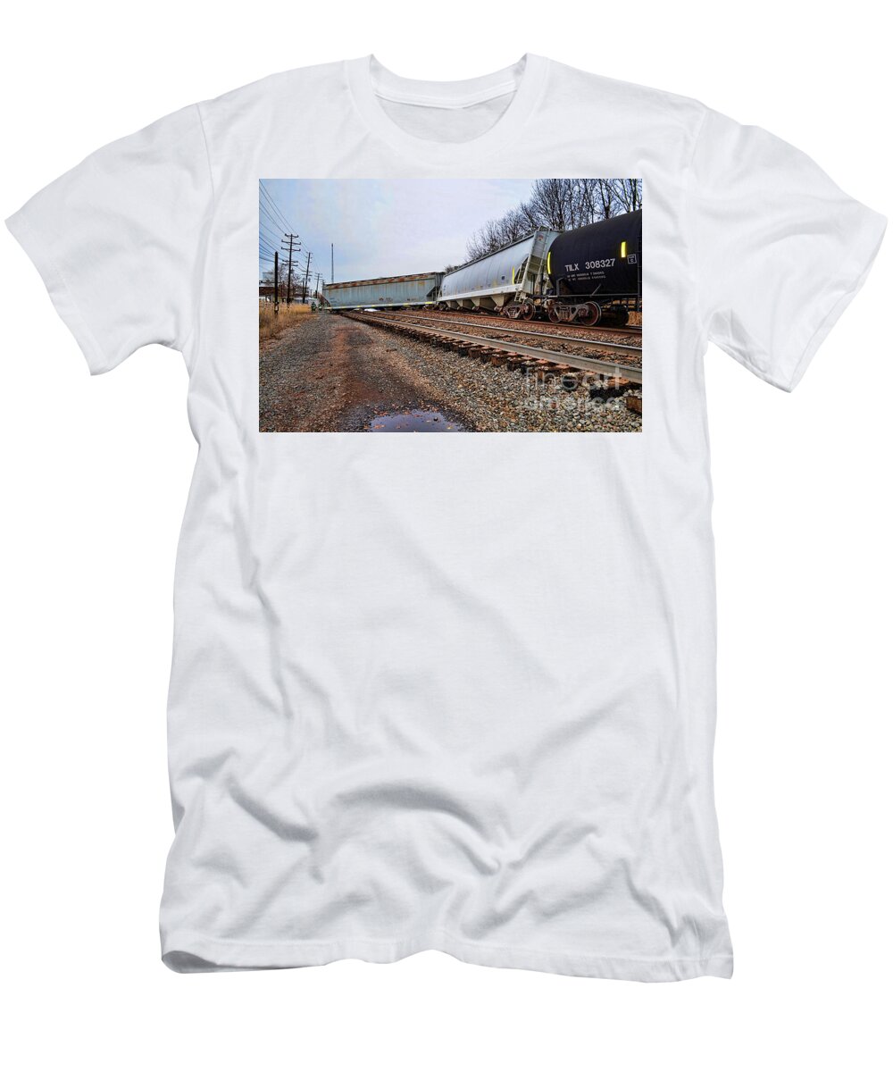 Paul Ward T-Shirt featuring the photograph Train Derailed by Paul Ward