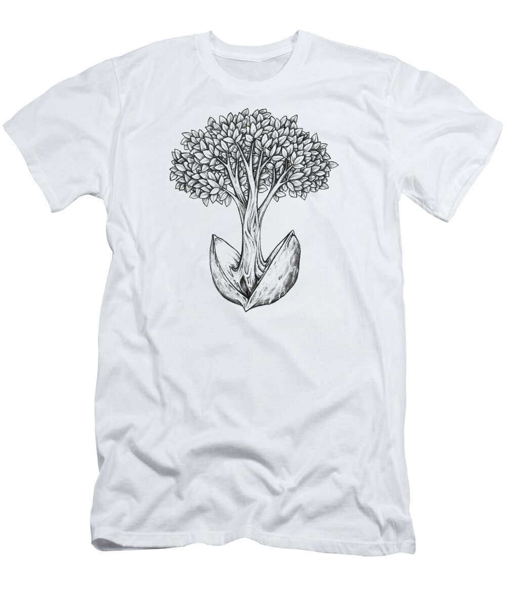 Tree T-Shirt featuring the drawing Tree from Seed by Aaron Spong