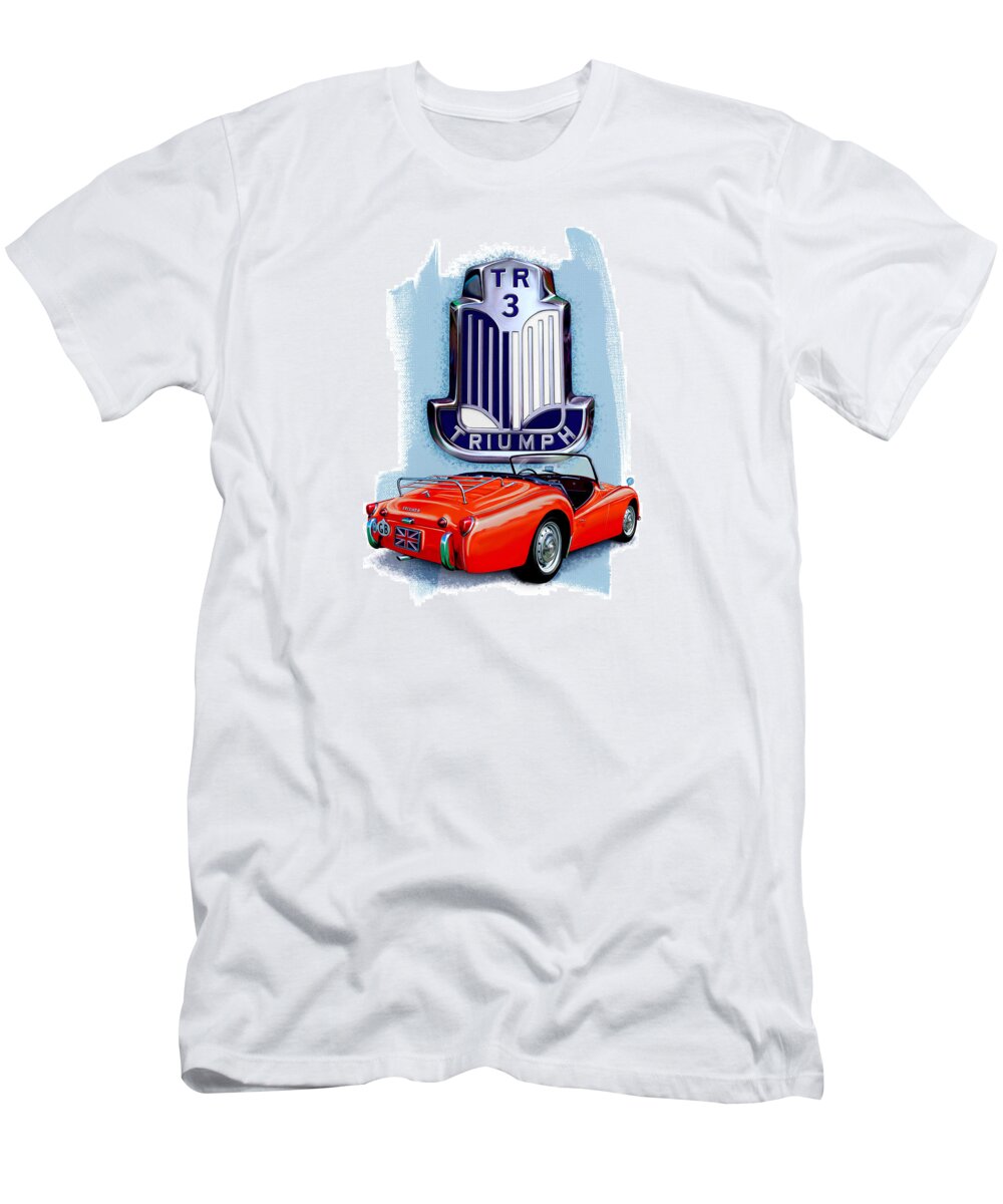 Triumph T-Shirt featuring the digital art Triumph TR-3 Red by David Kyte