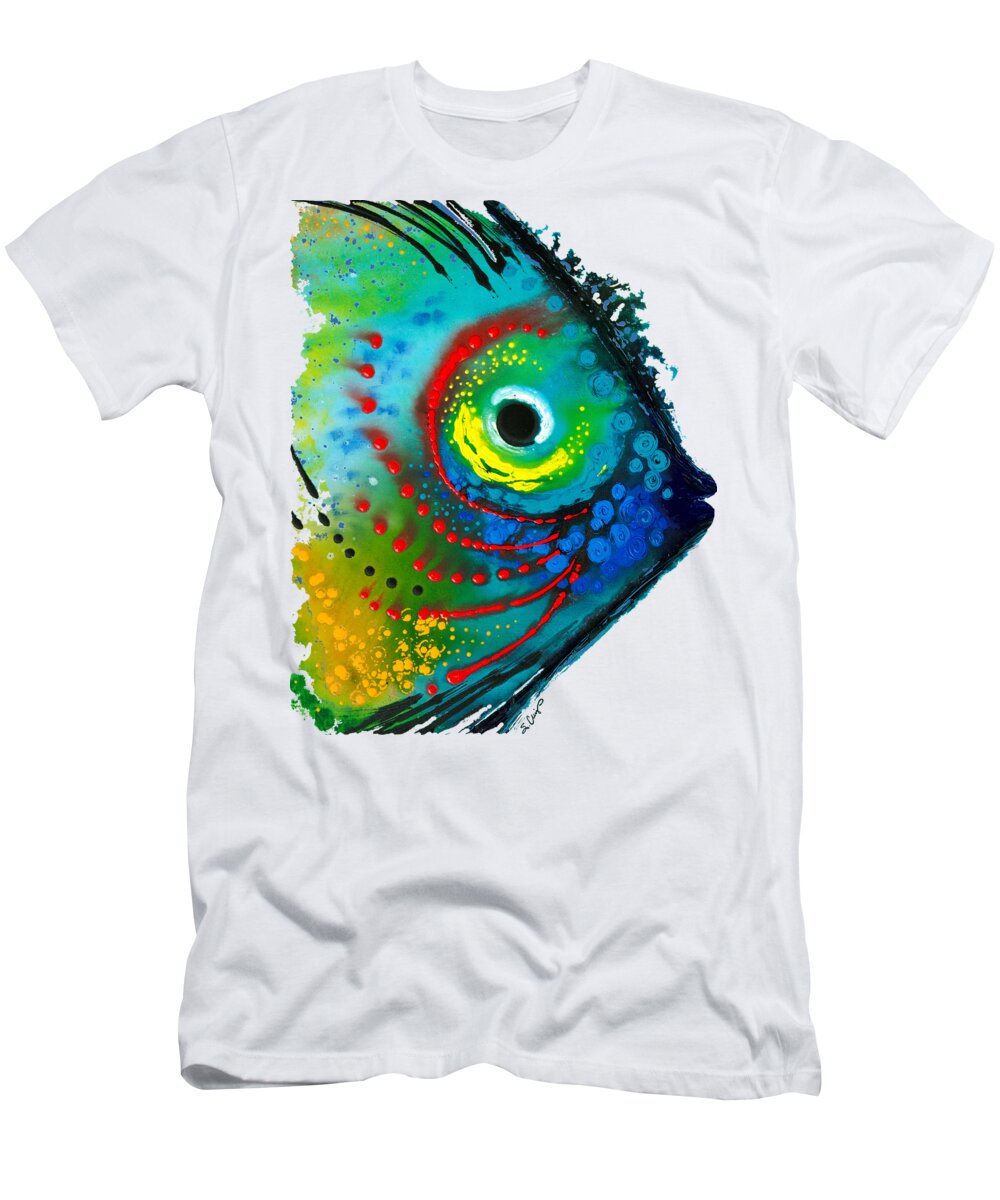 Fish T-Shirt featuring the painting Tropical Fish - Art by Sharon Cummings by Sharon Cummings