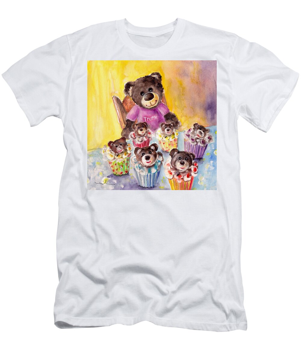 Animals T-Shirt featuring the painting Truffle McFurry And The Bear Cupcakes by Miki De Goodaboom