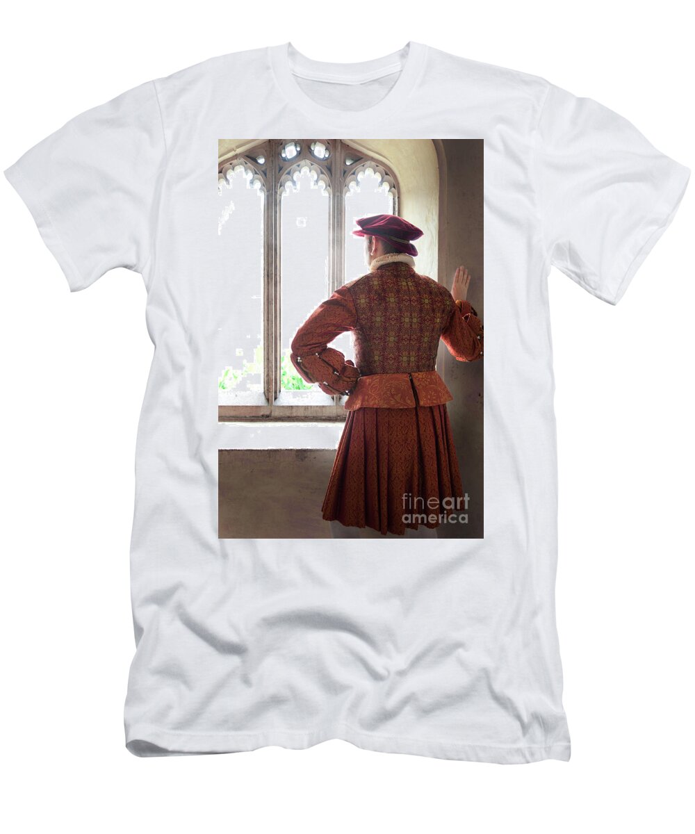 Tudor T-Shirt featuring the photograph Tudor Man At The Window by Lee Avison
