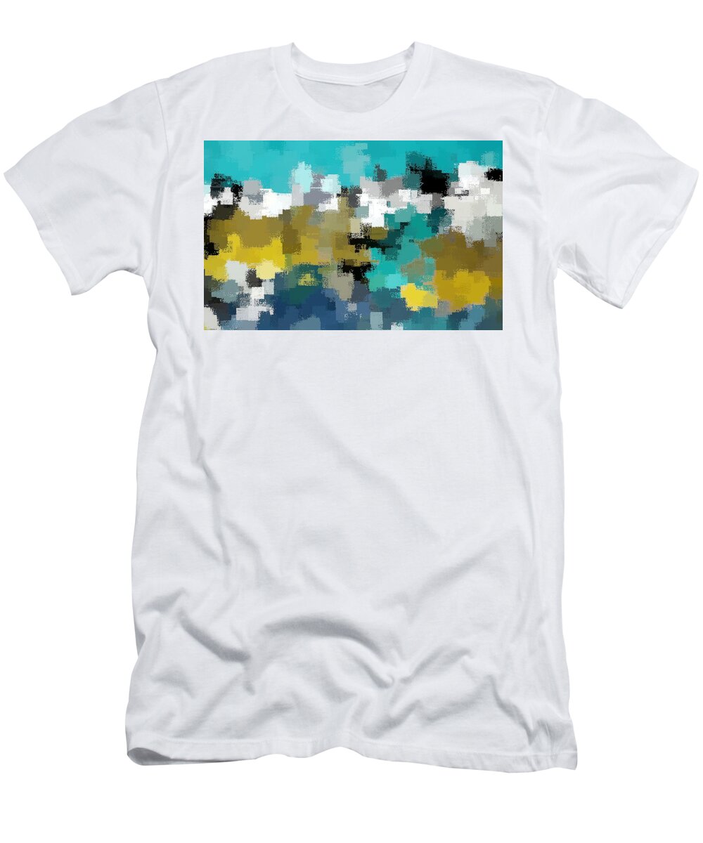 Turquoise T-Shirt featuring the digital art Turquoise and Gold by David Manlove