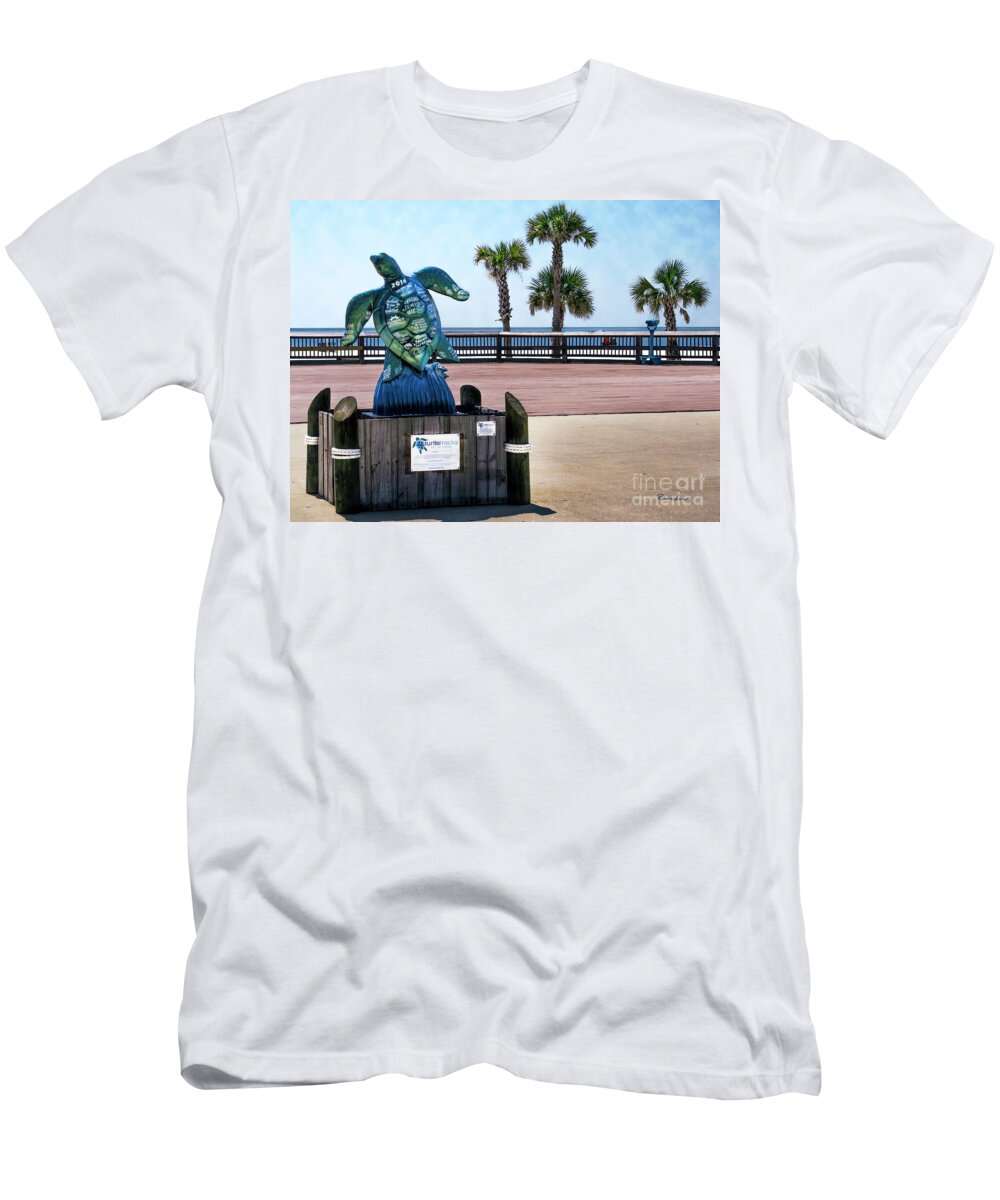 Al T-Shirt featuring the photograph Turtletracks Gulf Shores Orange Beach Al Seascape 1561A by Ricardos Creations