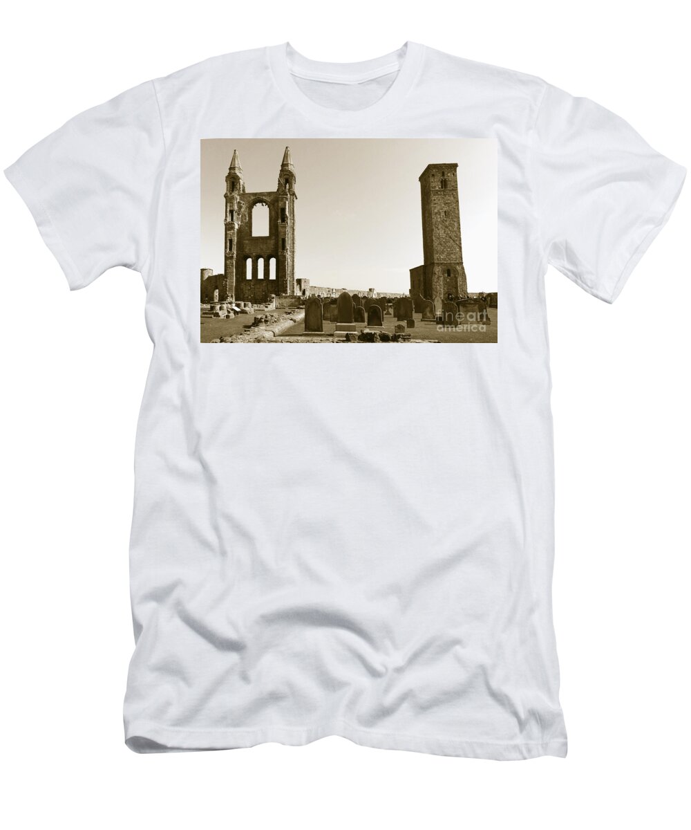 Twin Turrets And St. Rule's Tower T-Shirt featuring the photograph Twin turrets and St. Rule's tower by Elena Perelman