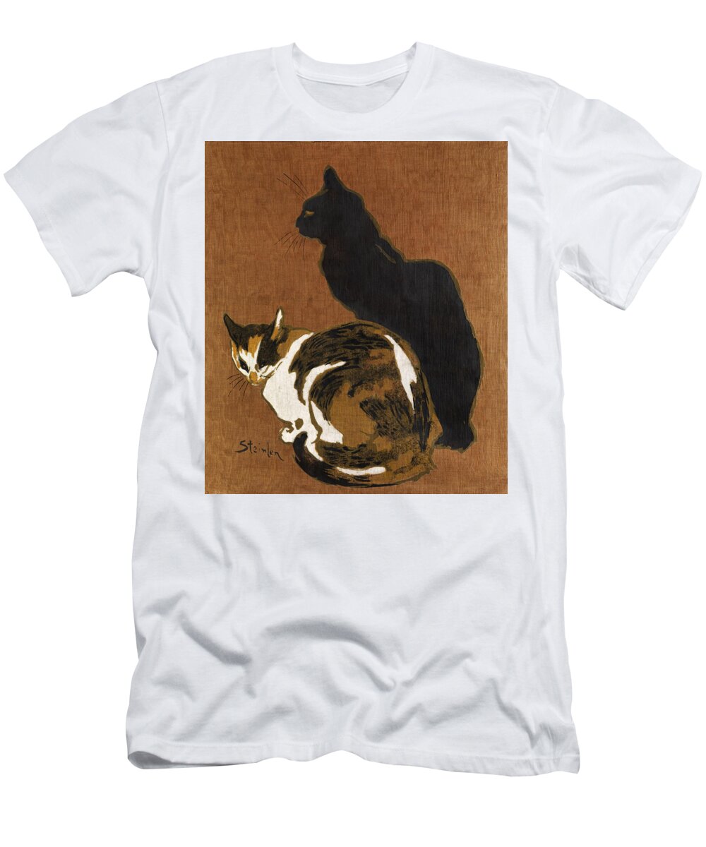 Theophile-alexandre Steinlen T-Shirt featuring the painting Two Cats by Theophile-Alexandre Steinlen