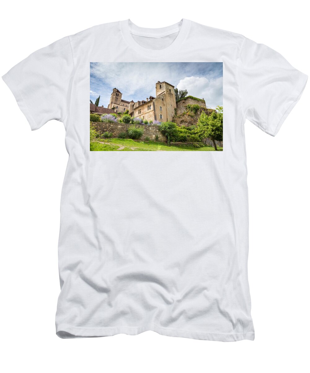 Blue T-Shirt featuring the photograph Typical architecture in Saint Circ Lapopie by Semmick Photo