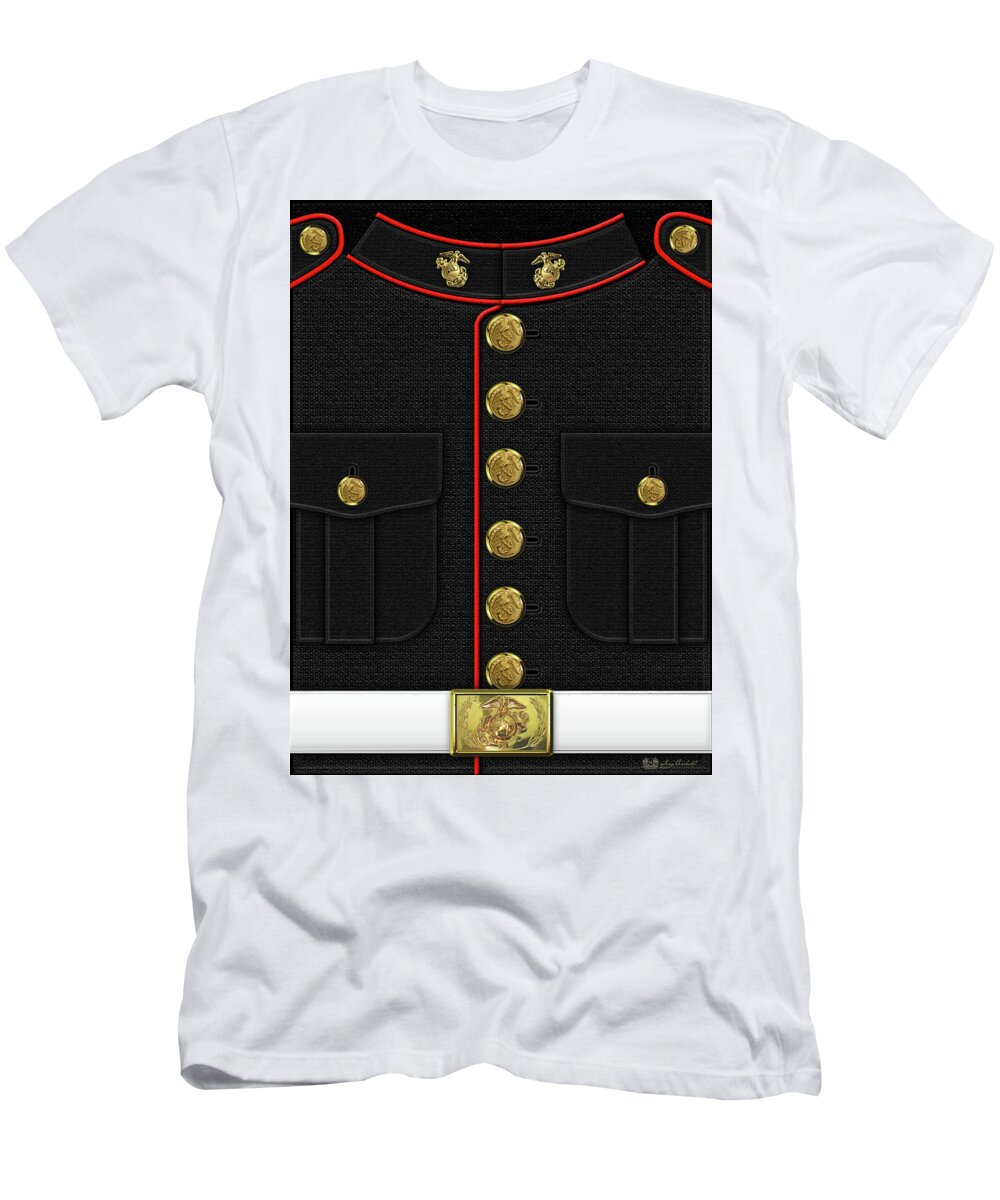 'military Insignia & Heraldry 3d' Collection By Serge Averbukh T-Shirt featuring the digital art U S M C Dress uniform by Serge Averbukh