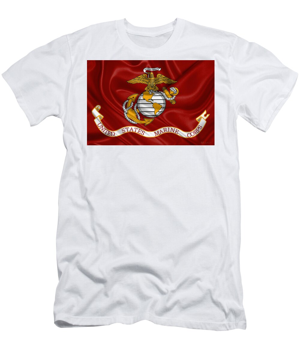 'usmc' Collection By Serge Averbukh T-Shirt featuring the digital art U. S. Marines - U S M C Corps Flag by Serge Averbukh