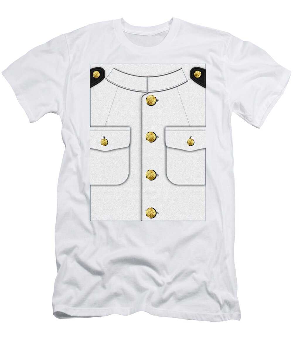 'military Insignia & Heraldry 3d' Collection By Serge Averbukh T-Shirt featuring the digital art U S Navy Dress White Uniform by Serge Averbukh
