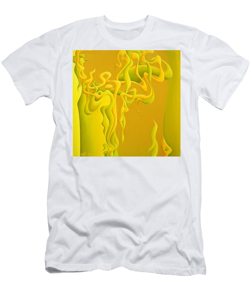 Yellow T-Shirt featuring the painting UnBridaled Innocence by Amy Ferrari