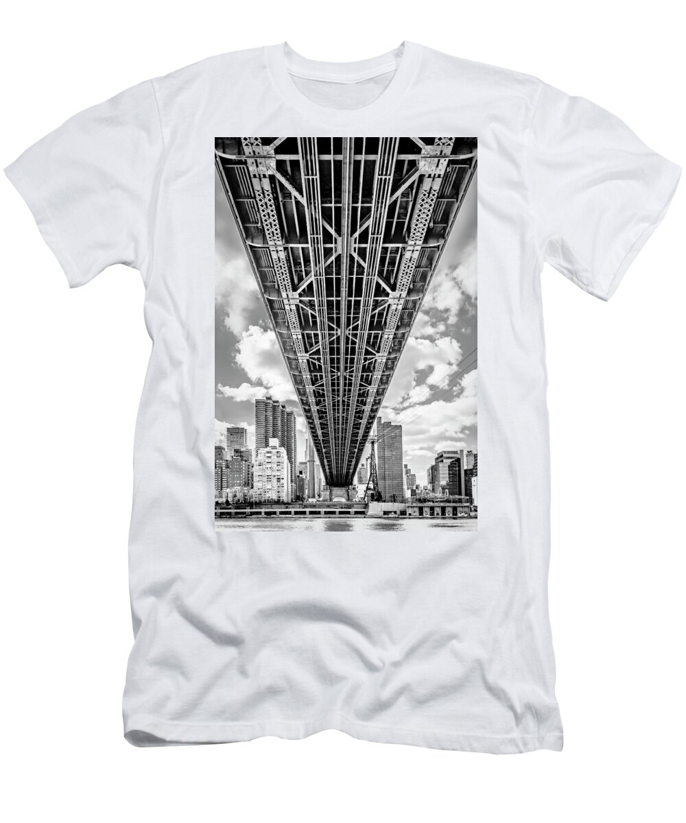 Queensboro Bridge T-Shirt featuring the photograph Underneath The Queensboro Bridge by Susan Candelario