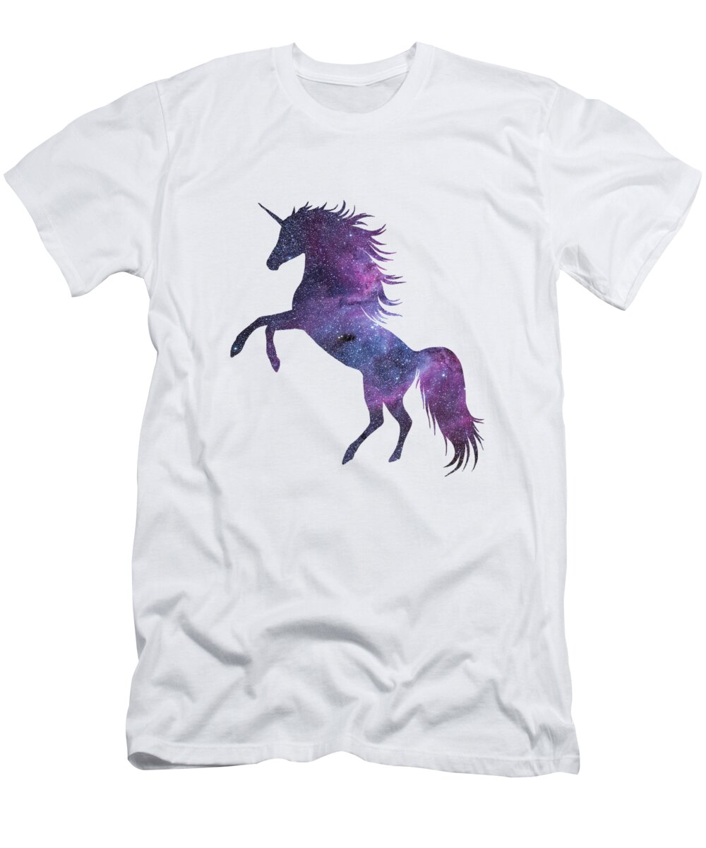 Unicorn T-Shirt featuring the digital art Unicorn in Space-Transparent Background by Anna W