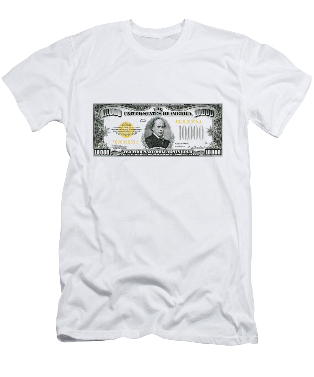 'paper Currency' Collection By Serge Averbukh T-Shirt featuring the digital art U.S. Ten Thousand Dollar Bill - 1934 $10000 USD Treasury Note by Serge Averbukh