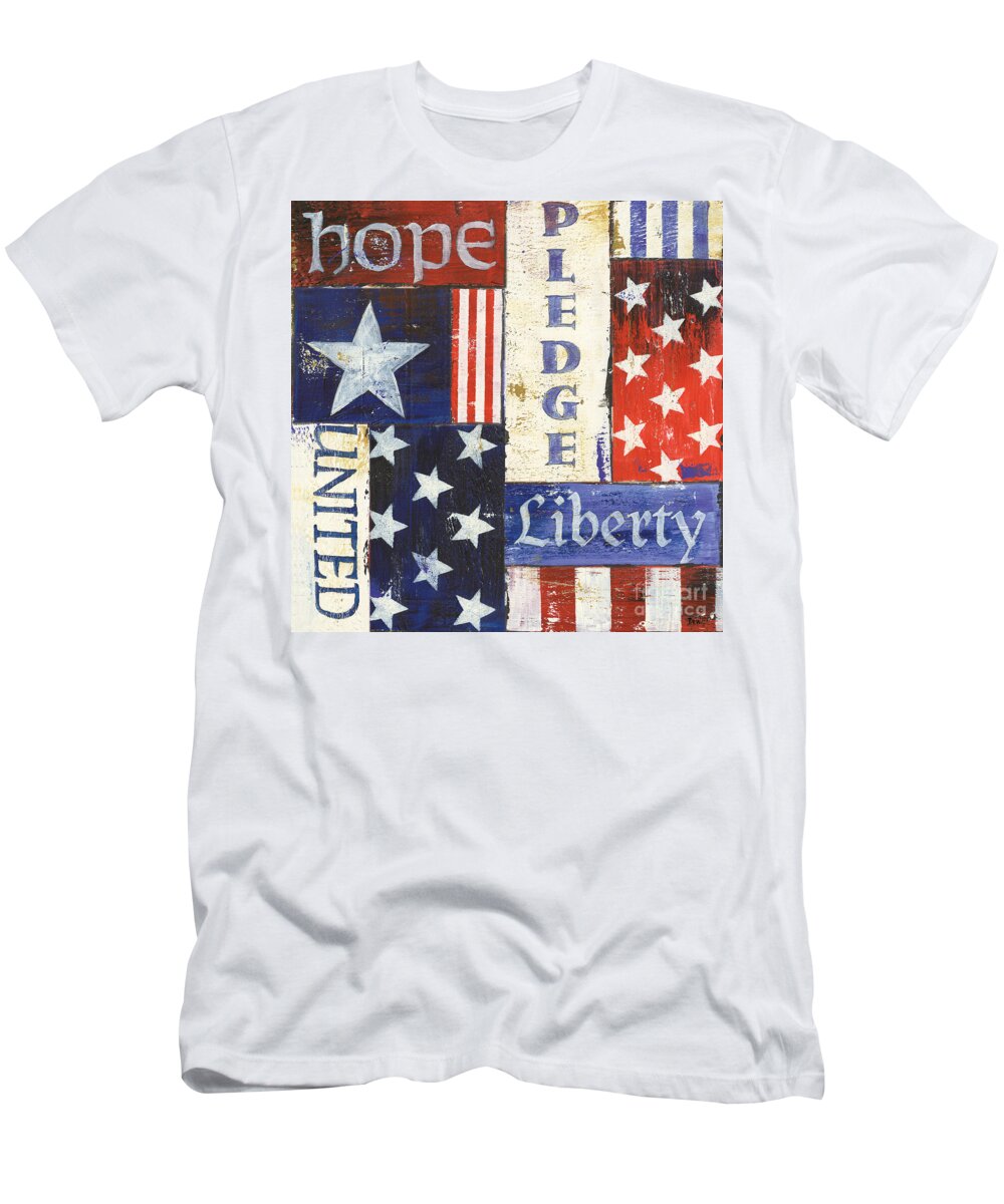 Hope T-Shirt featuring the painting USA Pride 1 by Debbie DeWitt