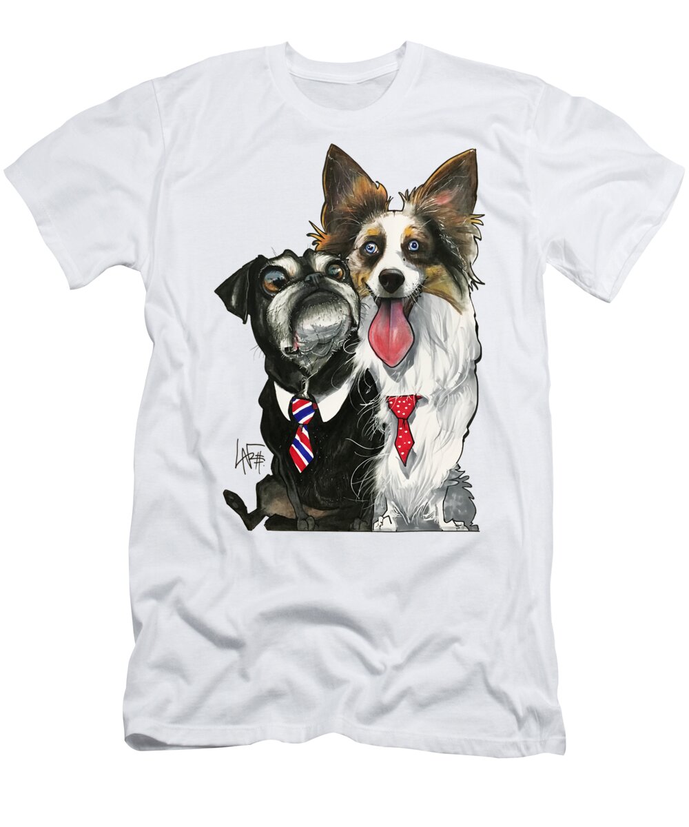 Pet Portrait T-Shirt featuring the drawing Vannostrand 7-1484 by Canine Caricatures By John LaFree