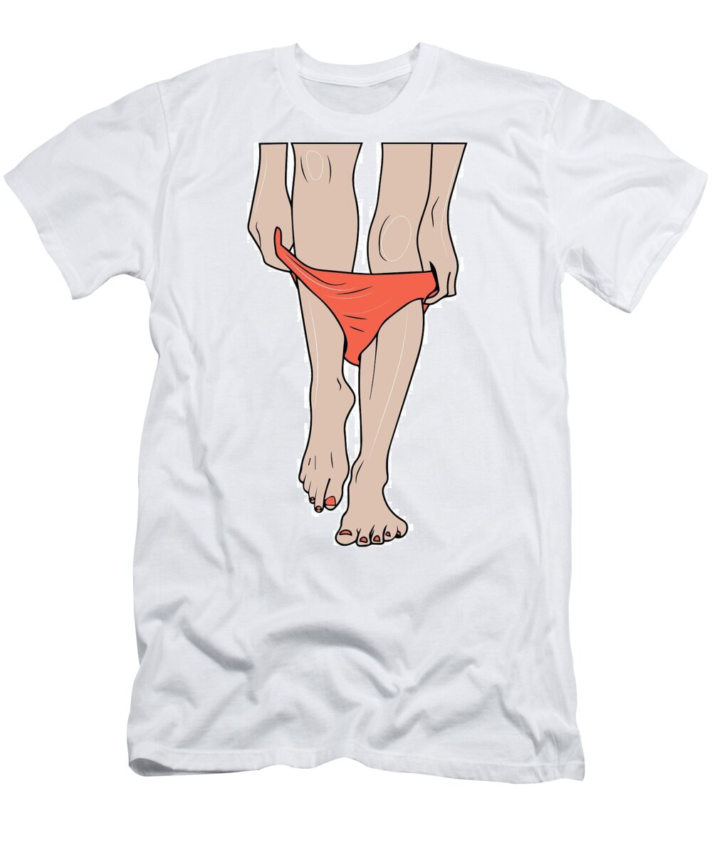 Vector Illustration. Sexy Woman's Lags In Pink Panties T-Shirt by