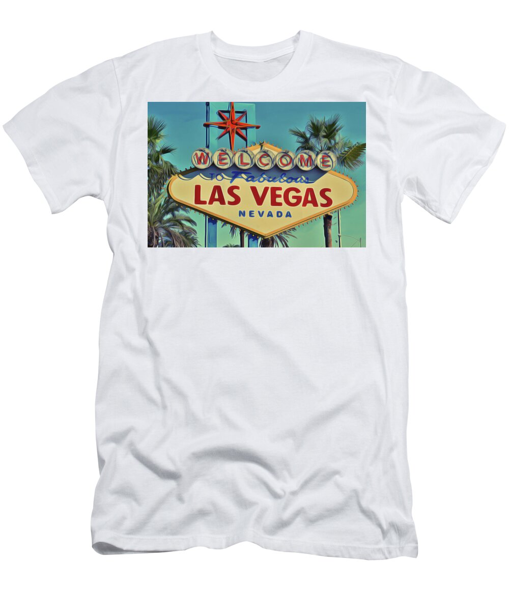 Vegas T-Shirt featuring the painting Vegas by Harry Warrick
