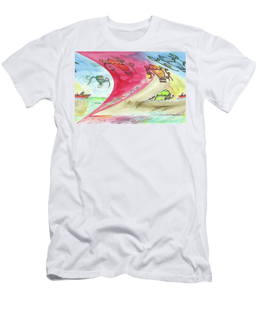 Drift T-Shirt featuring the painting Venteux / Windy by Dominique Fortier