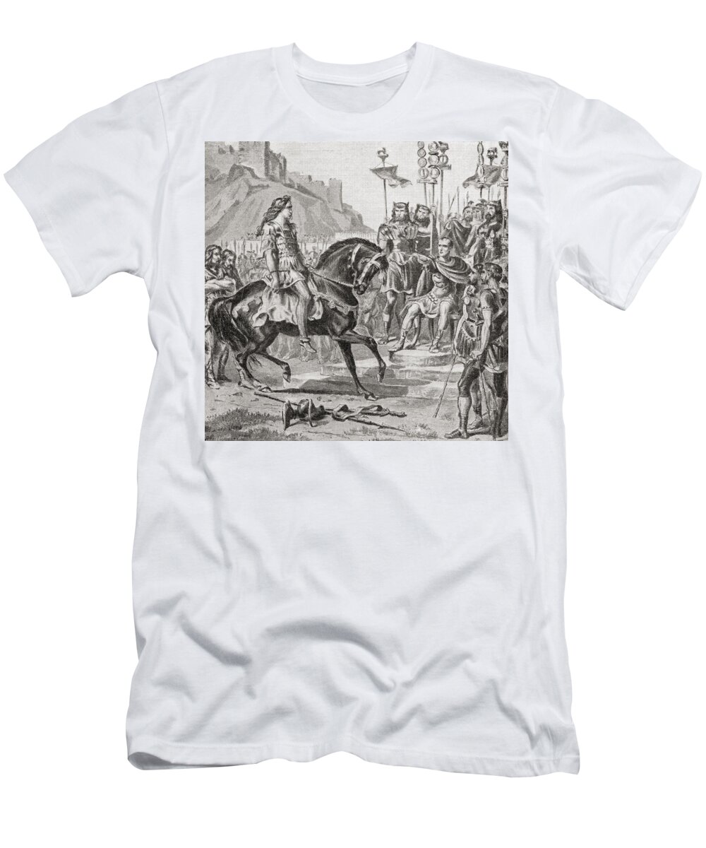 Gallic T-Shirt featuring the drawing Vercingetorix The Gallic Leader Throws by Vintage Design Pics