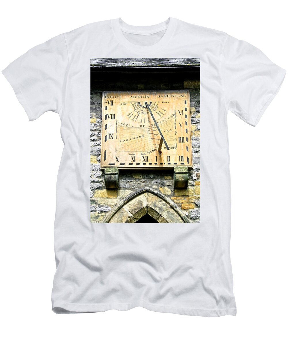 Architecture T-Shirt featuring the photograph Vertical Sundial - Eyam Parish Church by Rod Johnson