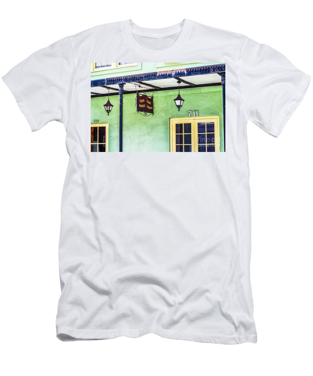 New Orleans T-Shirt featuring the photograph Vieux Carre Baptist Church by Frances Ann Hattier