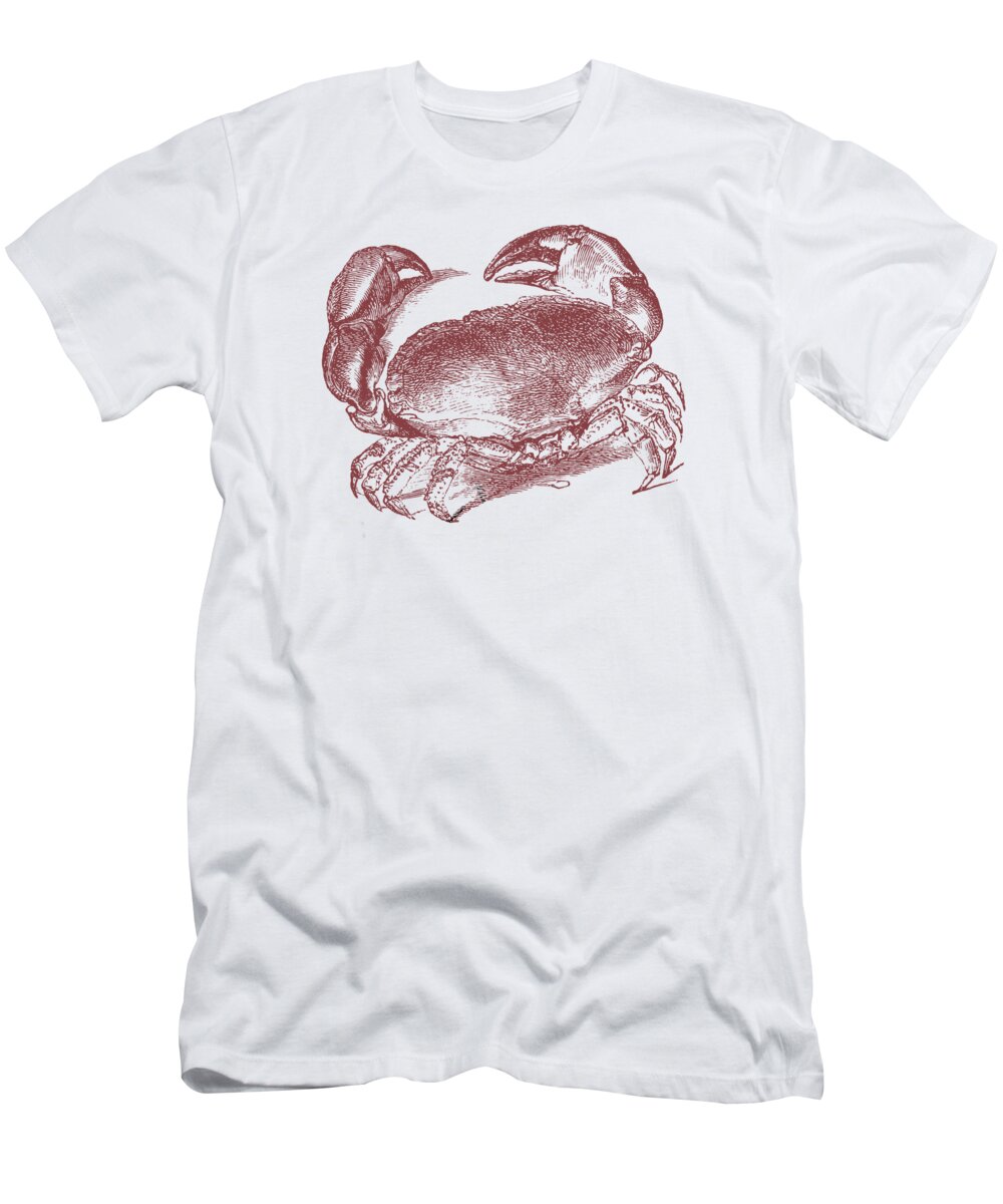 Crab T-Shirt featuring the digital art Vintage Crab tee by Edward Fielding