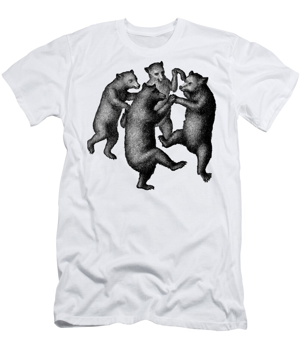 More From Edward Fielding T-Shirt featuring the drawing Vintage Dancing Bears by Edward Fielding