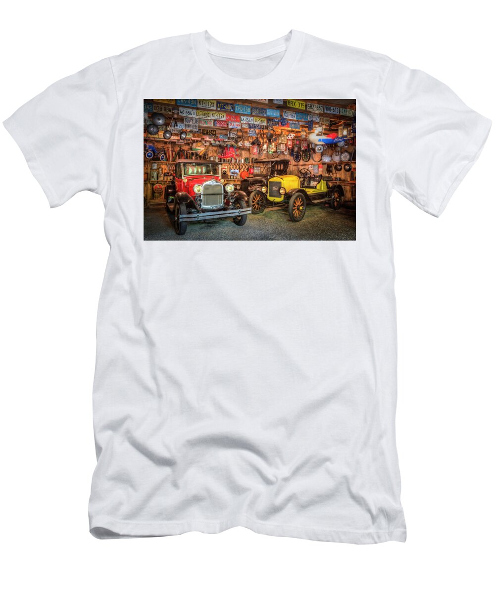 Appalachia T-Shirt featuring the photograph Vintage Fords Collectibles by Debra and Dave Vanderlaan