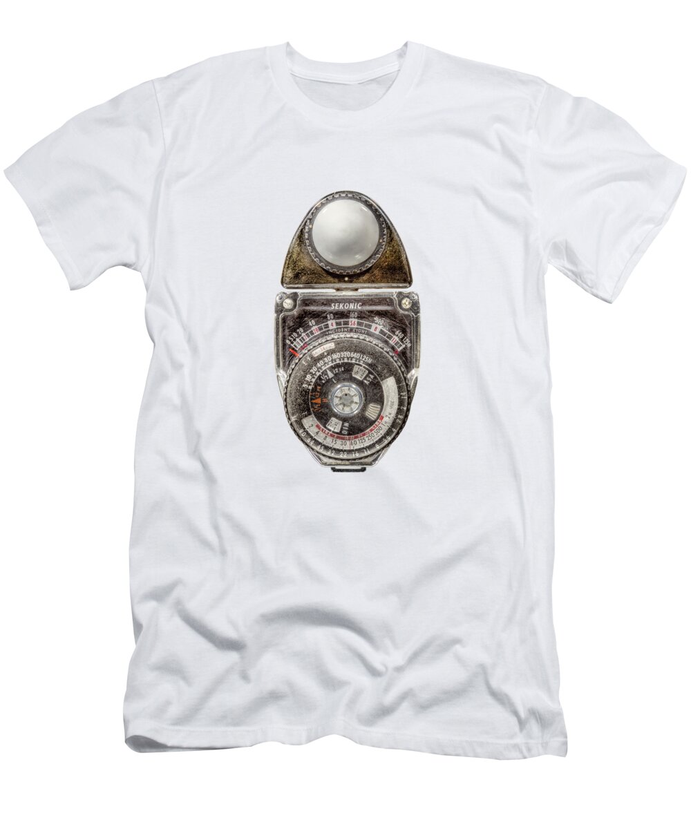 Camera Art T-Shirt featuring the photograph Vintage Sekonic Deluxe Light Meter by YoPedro