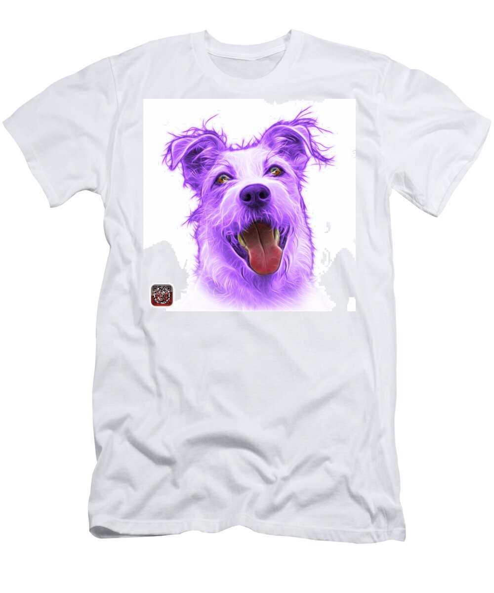 Terrier T-Shirt featuring the painting Violet Terrier Mix 2989 - WB by James Ahn