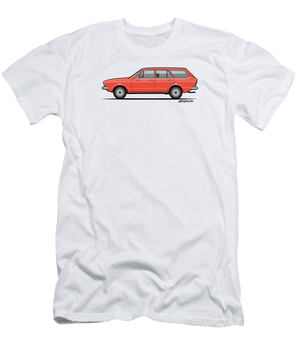 Car T-Shirt featuring the digital art Volkswagen Dasher Wagon / VW Passat B1 Variant by Tom Mayer II Monkey Crisis On Mars