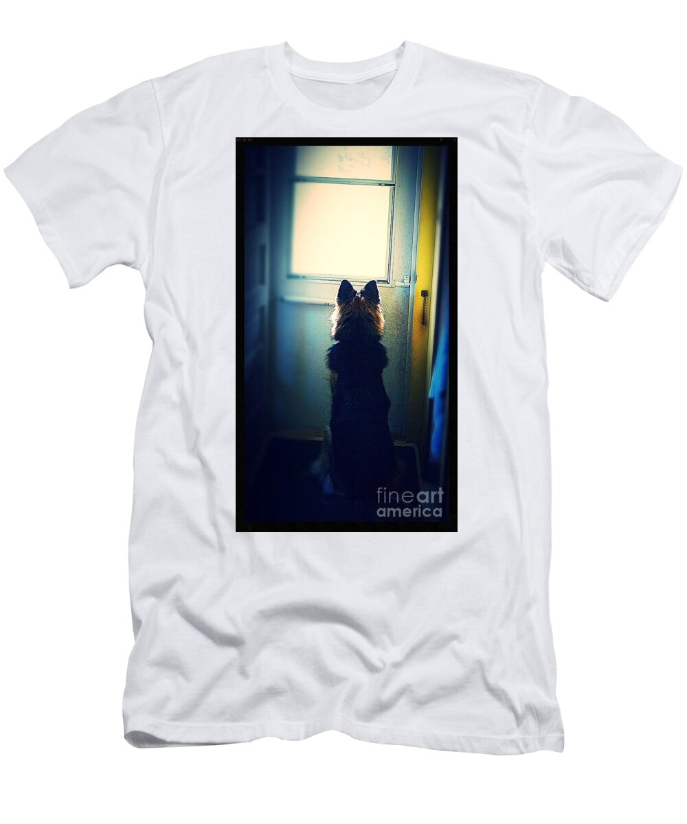 Dog T-Shirt featuring the photograph Waiting For Her Walk by Frank J Casella