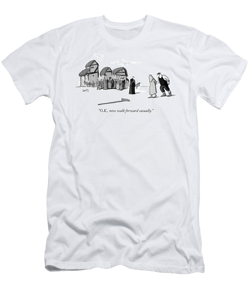O.k. T-Shirt featuring the drawing Walk Forward Casually by Julia Suits