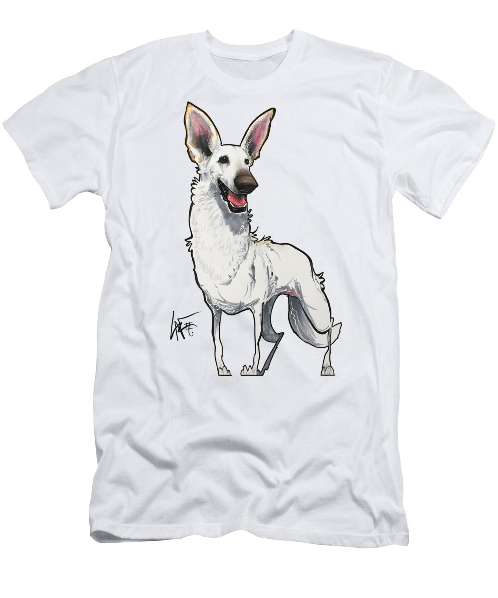 German Shepherd T-Shirt featuring the drawing Walker 3909 by Canine Caricatures By John LaFree