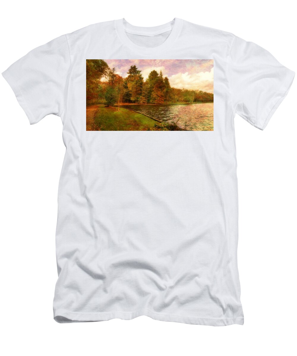 Nature T-Shirt featuring the photograph Walking The Forest Trail by the lake by Stacie Siemsen