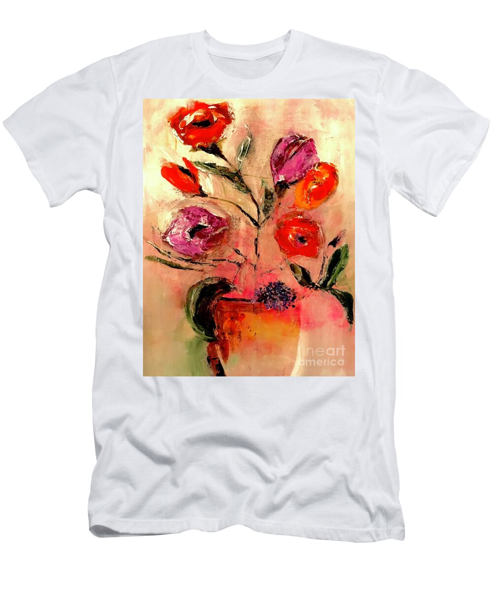 Warm T-Shirt featuring the painting Warm Welcome Floral by Lisa Kaiser