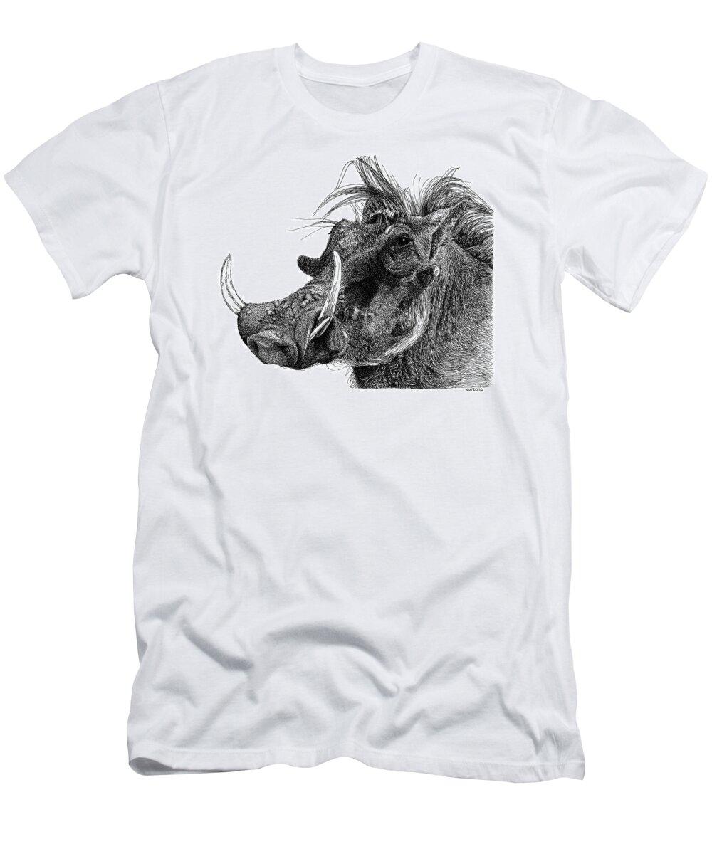 Warthog T-Shirt featuring the drawing Warthog by Scott Woyak