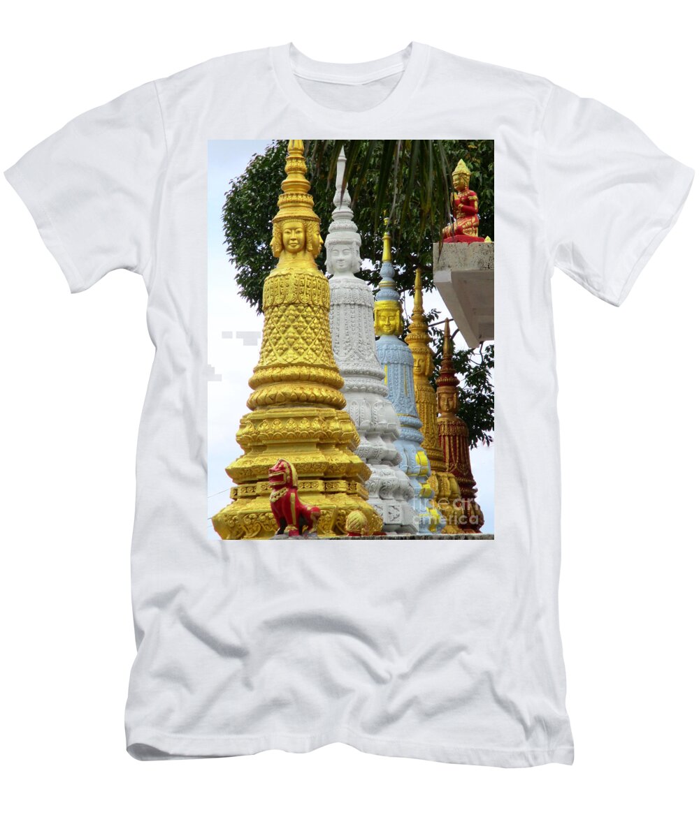 Cambodia T-Shirt featuring the photograph Wat Krom 31 by Randall Weidner