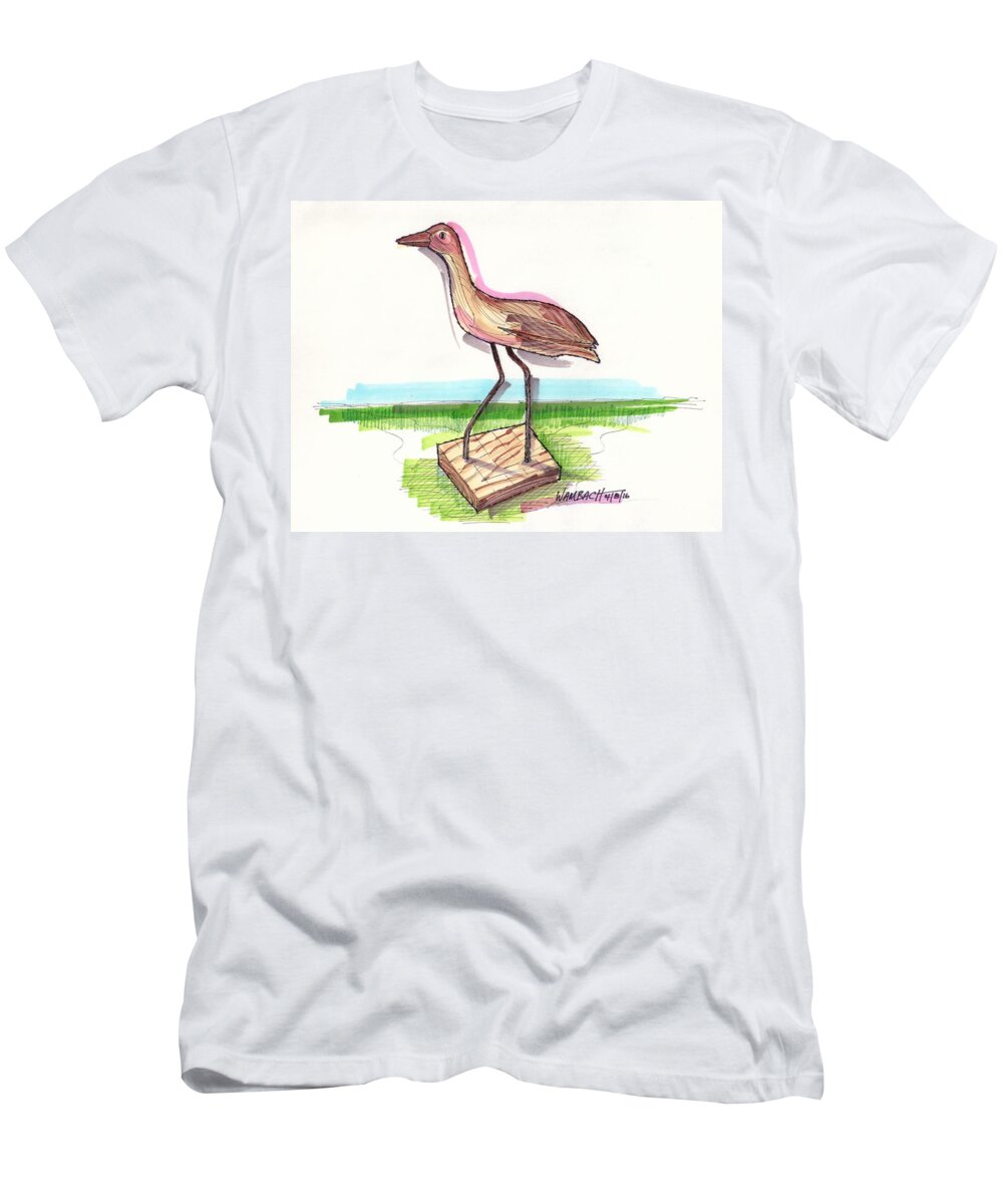 Water Fowl T-Shirt featuring the drawing Water Fowl Motif #5 by Richard Wambach
