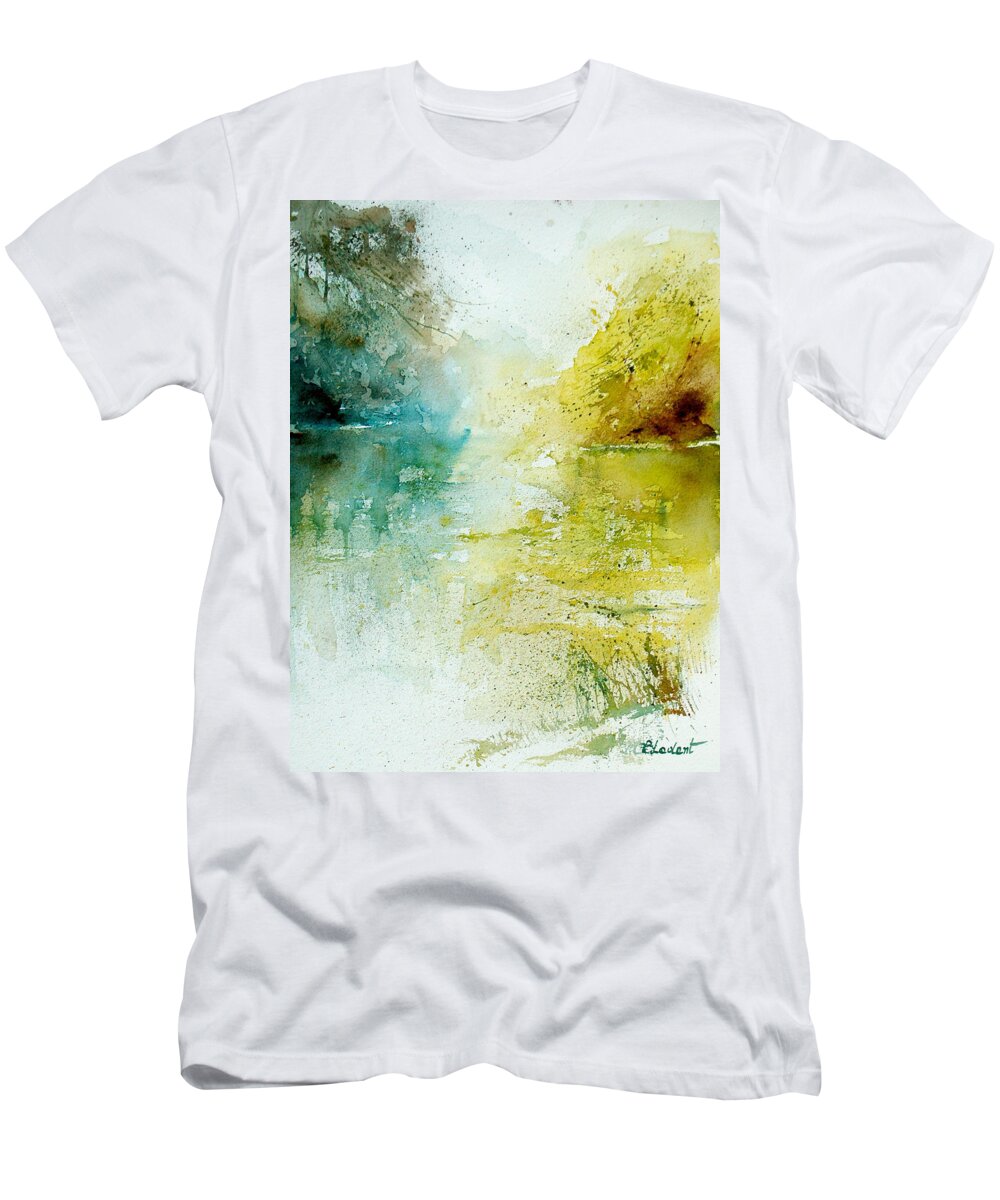 Pond Nature Landscape T-Shirt featuring the painting Watercolor 24465 by Pol Ledent