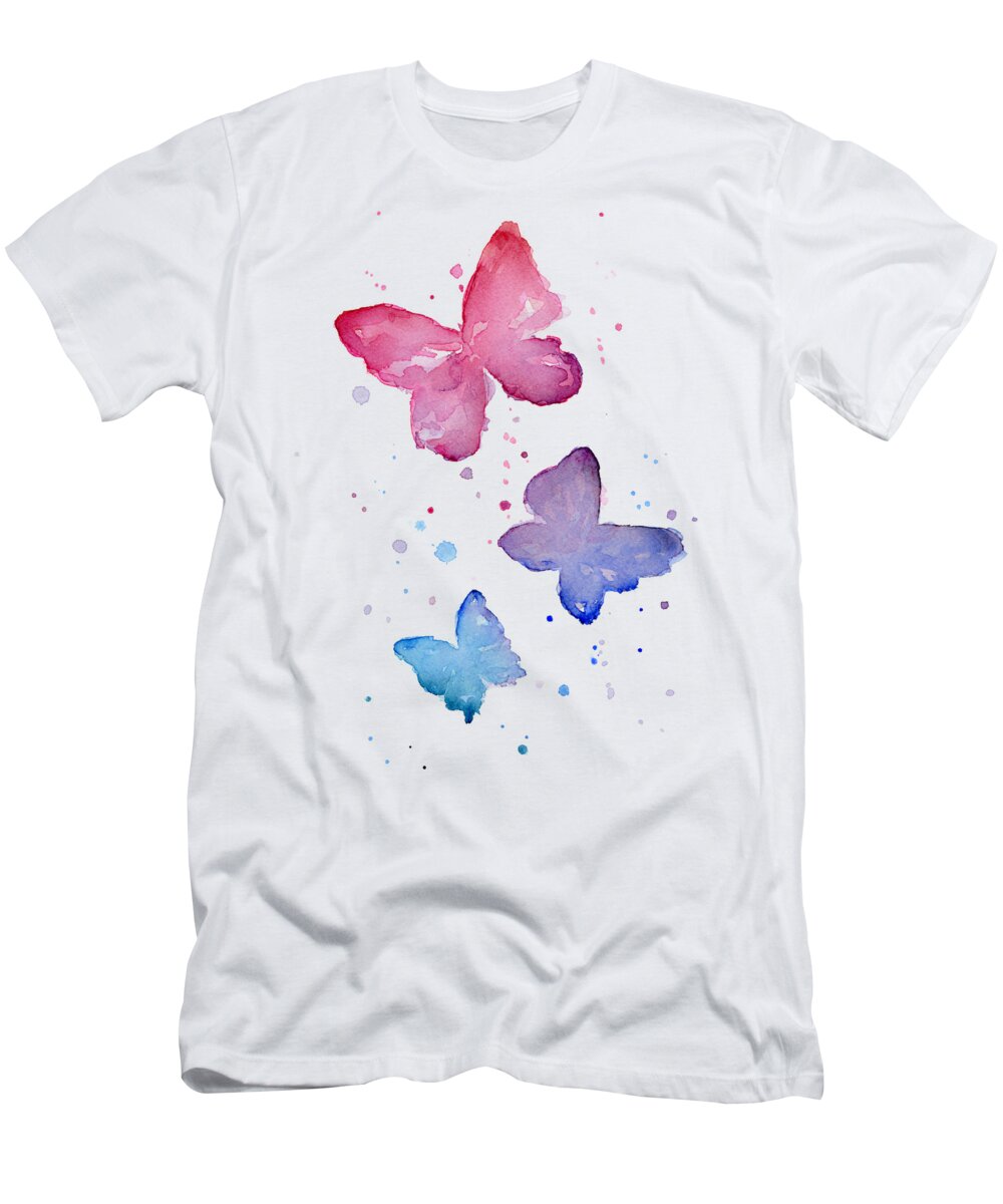 Watercolor T-Shirt featuring the painting Watercolor Butterflies by Olga Shvartsur