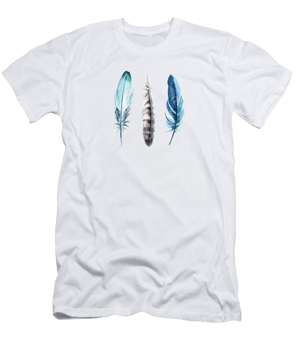 Watercolor+feathers T-Shirt featuring the digital art Watercolor Feathers by Jaime Friedman