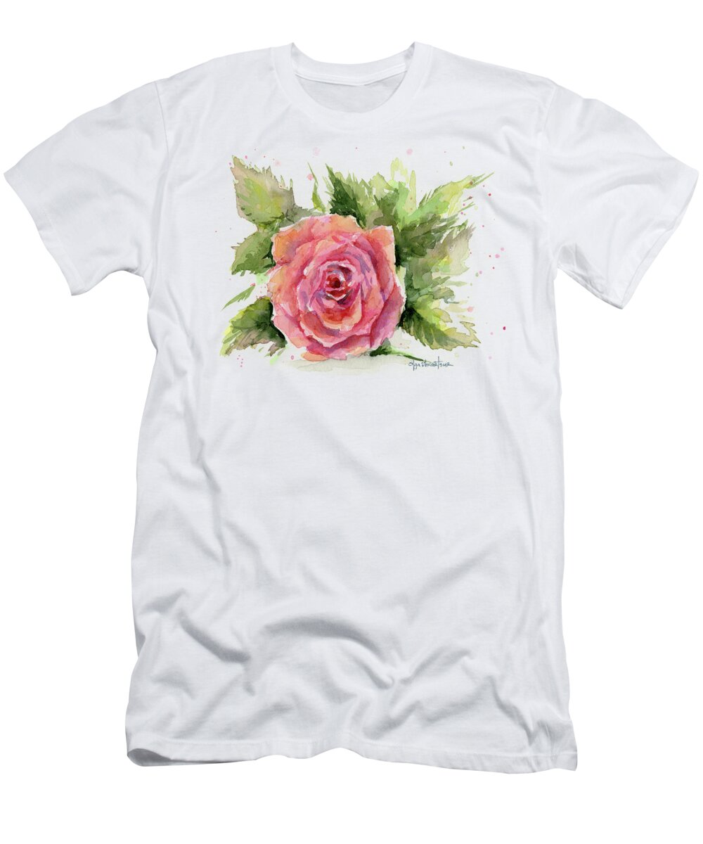 Watercolor Rose T-Shirt for Sale by Olga Shvartsur