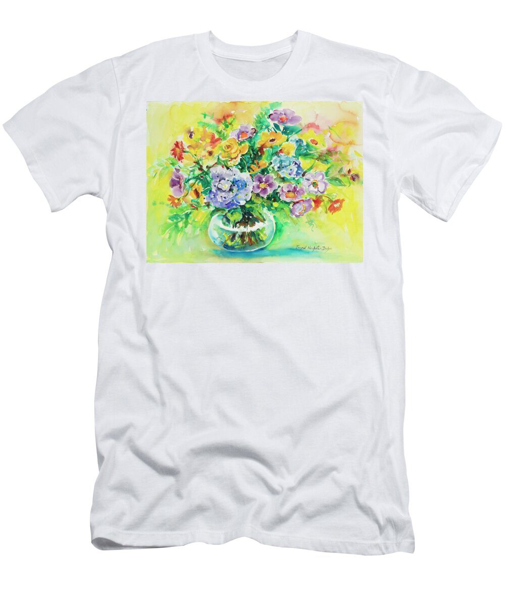Flowers T-Shirt featuring the painting Watercolor Series 163 by Ingrid Dohm